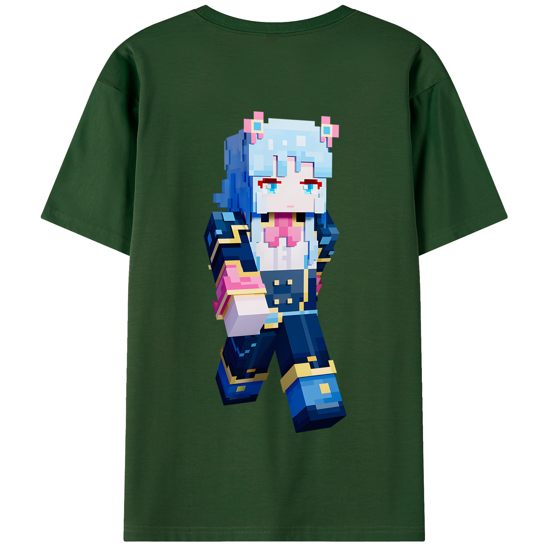 （画像用） マインクラフト ブロックの世界 Minecraft MC Block world 綿100％半袖Tシャツ（背面プリント）